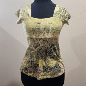 Vintage Y2K Casual Freedom Sheer Graphic Butterfly Babydoll Top Sz Small